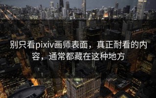 别只看pixiv画师表面，真正耐看的内容，通常都藏在这种地方