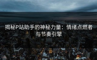 揭秘P站助手的神秘力量：情绪点燃者与节奏引擎