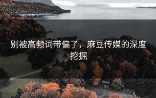 别被高频词带偏了，麻豆传媒的深度挖掘