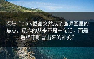 探秘“pixiv插画突然成了画师圈里的焦点，最炸的从来不是一句话，而是后续不断冒出来的补充”