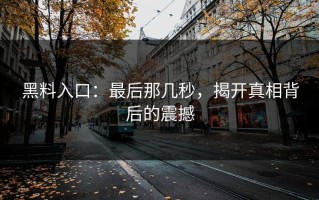 黑料入口：最后那几秒，揭开真相背后的震撼