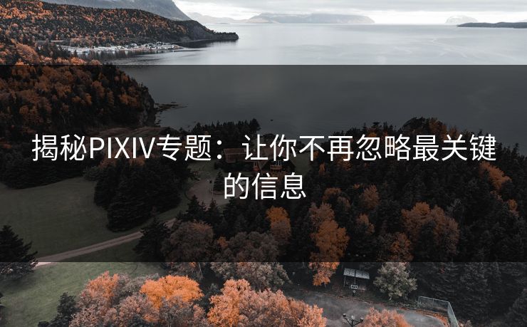 揭秘PIXIV专题:让你不再忽略最关键的信息-第1张图片-p站助手短视频 - p站搬运工影视网 揭秘PIXIV专题:让你不再忽略最关键的信息-第1张图片-p站助手短视频 - p站搬运工影视网